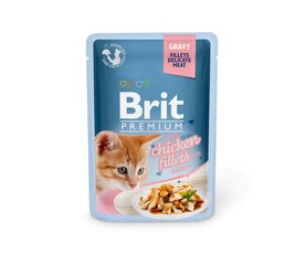 Brit Premium Delicate Fillets in Gravy Chicken for Kitten konservai kačiukams, 85 g x 12 vnt. kaina ir informacija | Konservai katėms | pigu.lt