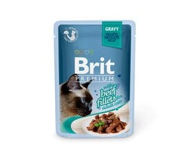 Brit Premium Delicate Fillets in Gravy Beef влажный корм для кошек, 85 г x 12 цена и информация | Консервы для кошек | pigu.lt