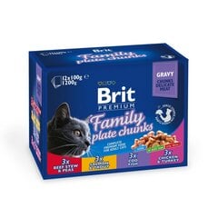 Brit Premium Cat Family Plate влажный корм для кошек, 12х100 г цена и информация | Консервы для кошек | pigu.lt
