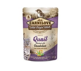 Carnilove Quail Dandelion Sterilized беззерновой влажный корм для стерилизованных кошек, 85 г x 12 цена и информация | Консервы для кошек | pigu.lt