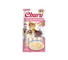 Churu Cat Tuna Salmon беззерновое лакомство для кошек, 56 г x 4 цена и информация | Лакомства для кошек | pigu.lt