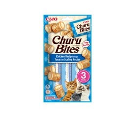 Churu Cat Bites Chicken Tuna Scallop begrūdis, 30 g x 4 kaina ir informacija | Skanėstai katėms | pigu.lt