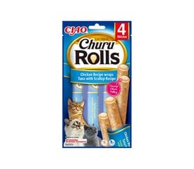 Churu Cat Rolls Chicken Tuna Scallop беззерновое лакомство для кошек, 40 г x 4 цена и информация | Лакомства для кошек | pigu.lt