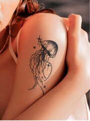 Laikina tatuiruotė su medūzomis Electronics LV-300016, juoda, 1 vnt. kaina ir informacija | Makiažo šepetėliai, kempinėlės | pigu.lt