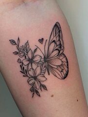 Laikinoji tatuiruotė su drugeliu ir gėlėmis Electronics LV-300029, juoda, 1 vnt. kaina ir informacija | Makiažo šepetėliai, kempinėlės | pigu.lt