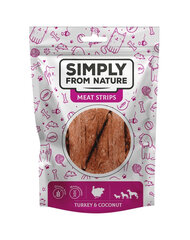 Simply From Nature Meat Strips с индейкой и кокосом, 5х80 гр цена и информация | Лакомства для собак | pigu.lt