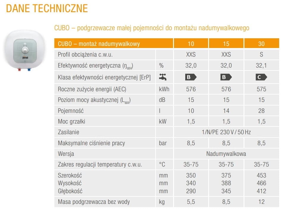 Elektrinis vandens šildytuvas 10 l 1500 W po kriaukle FERROLI CUBO 10S kaina ir informacija | Vandens šildytuvai | pigu.lt