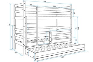 Vaikiška lova BMS45PRZA, 90x200 cm, šviesiai ruda/žalia kaina ir informacija | Vaikiškos lovos | pigu.lt