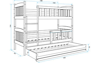 Vaikiška lova BMS46BZA, 80x190 cm, balta/žalia kaina ir informacija | Vaikiškos lovos | pigu.lt