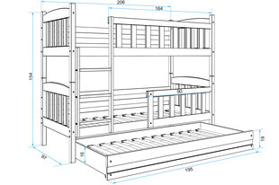 Vaikiška lova BMS47PRB, 90x200 cm, šviesiai ruda/balta kaina ir informacija | Vaikiškos lovos | pigu.lt