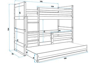 Vaikiška lova BMS65ZI, 80x190 cm, balta/mėlyna kaina ir informacija | Vaikiškos lovos | pigu.lt