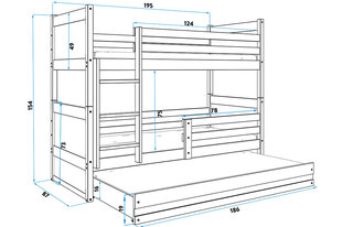 Vaikiška lova BMS65R, 80x190 cm, balta/rožinė kaina ir informacija | Vaikiškos lovos | pigu.lt