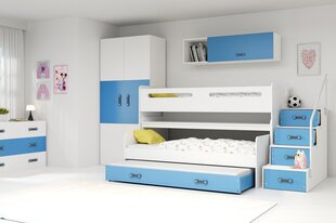 Vaikiška lova BMS190ZI, 80x200 cm, balta/mėlyna kaina ir informacija | Vaikiškos lovos | pigu.lt