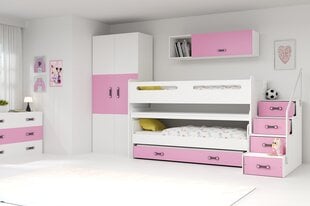 Vaikiška lova BMS190R, 80x200 cm, balta/rožinė kaina ir informacija | Vaikiškos lovos | pigu.lt