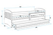 Vaikiška lova BMS90BP, 80x200 cm, balta/pilka kaina ir informacija | Vaikiškos lovos | pigu.lt