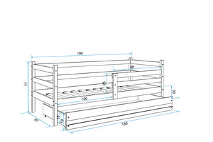 Vaikiška lova BMS92PRP, 80x190 cm, šviesiai ruda/pilka kaina ir informacija | Vaikiškos lovos | pigu.lt