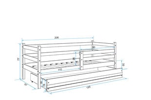 Vaikiška lova BMS93BB, 90x200 cm, balta kaina ir informacija | Vaikiškos lovos | pigu.lt