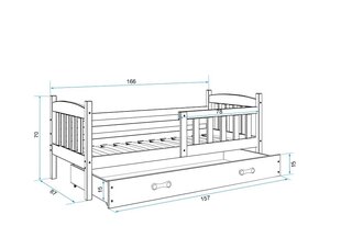 Vaikiška lova BMS95PRZI, 80x160 cm, šviesiai ruda/mėlyna kaina ir informacija | Vaikiškos lovos | pigu.lt