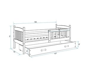 Vaikiška lova BMS95PP, 80x160 cm, pilka kaina ir informacija | Vaikiškos lovos | pigu.lt