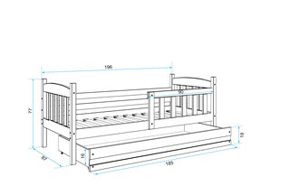 Vaikiška lova BMS96BB, 80x190 cm, balta kaina ir informacija | Vaikiškos lovos | pigu.lt