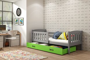 Vaikiška lova BMS96PZA, 80x190 cm, pilka/žalia kaina ir informacija | Vaikiškos lovos | pigu.lt