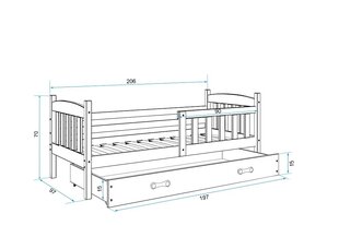 Vaikiška lova BMS97PRR, 90x200 cm, šviesiai ruda/rožinė kaina ir informacija | Vaikiškos lovos | pigu.lt