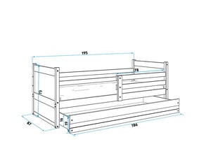 Vaikiška lova BMS115ZI, 80x190 cm, balta/mėlyna kaina ir informacija | Vaikiškos lovos | pigu.lt