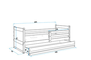 Vaikiška lova BMS120B, 90x200 cm, pilka/balta kaina ir informacija | Vaikiškos lovos | pigu.lt