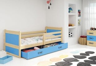 Vaikiška lova BMS121ZI, 90x200 cm, šviesiai ruda/mėlyna kaina ir informacija | Vaikiškos lovos | pigu.lt