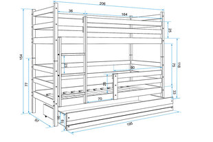 Vaikiška lova BMS141PRR, 90x200 cm, šviesiai ruda/rožinė kaina ir informacija | Vaikiškos lovos | pigu.lt