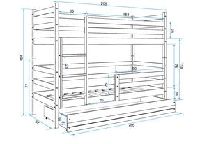 Vaikiška lova BMS141BB, 90x200 cm, balta kaina ir informacija | Vaikiškos lovos | pigu.lt