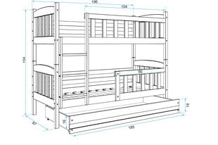 Vaikiška lova BMS142PRP, 80x190 cm, šviesiai ruda/pilka kaina ir informacija | Vaikiškos lovos | pigu.lt