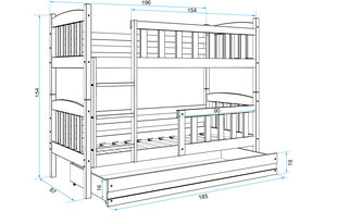 Vaikiška lova BMS142BB, 80x190 cm, balta kaina ir informacija | Vaikiškos lovos | pigu.lt