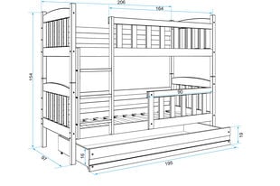 Vaikiška lova BMS143PRB, 90x200 cm, šviesiai ruda/balta kaina ir informacija | Vaikiškos lovos | pigu.lt