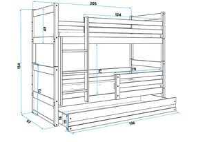 Vaikiška lova BMS165B, 90x200 cm, balta kaina ir informacija | Vaikiškos lovos | pigu.lt