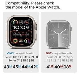 Spigen Sleek Link Apple Watch Ultra 2/1 (49 mm) / 9/8/7 (45 mm) / SE (2/1-oji karta)/6/5/4 (44 mm) / 3/2/1 (42 mm) dirželis, sidabrinės spalvos цена и информация | Аксессуары для смарт-часов и браслетов | pigu.lt