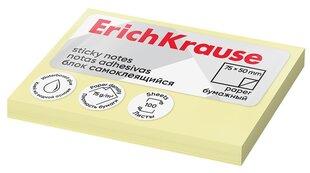 Клейкие ленты для заметок ErichKrause, 50х75мм, 100 листов, желтые  цена и информация | Канцелярские товары | pigu.lt