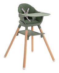 Стульчик для кормления KikkaBoo 2in1 Woody, Army Green 2024 цена и информация | Стульчики для кормления | pigu.lt