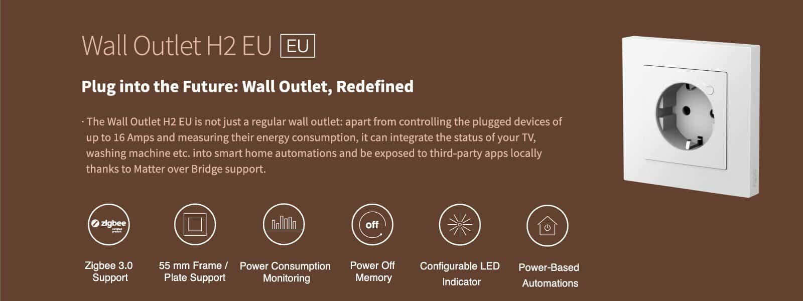 Aqara H2 sieninė įleidžiama rozetė Zigbee, Matter 16A (WP-P01D) kaina ir informacija | Elektros jungikliai, rozetės | pigu.lt