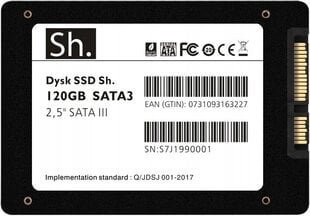 Sh.SSD 120GB SATA3 2,5" SATA III kaina ir informacija | Vidiniai kietieji diskai (HDD, SSD, Hybrid) | pigu.lt