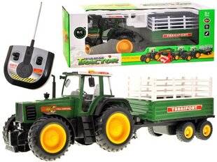 Nuotoliniu būdu valdomas traktorius su priekaba, žalias kaina ir informacija | Žaislai berniukams | pigu.lt