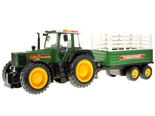 Nuotoliniu būdu valdomas traktorius su priekaba, žalias kaina ir informacija | Žaislai berniukams | pigu.lt