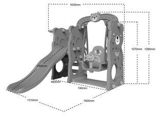 Горка-качели 3 в 1 Баскетбол Мишка Белый цена и информация | Детские качели | pigu.lt