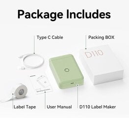 Niimbot D110 wireless label printer (green) цена и информация | Аксессуары для принтера | pigu.lt