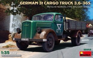 Klijuojamas modelis MiniArt 35442 German 3t Cargo Truck 3,6-36S Pritsche-Normal-Type Military 1/35 цена и информация | Склеиваемые модели | pigu.lt