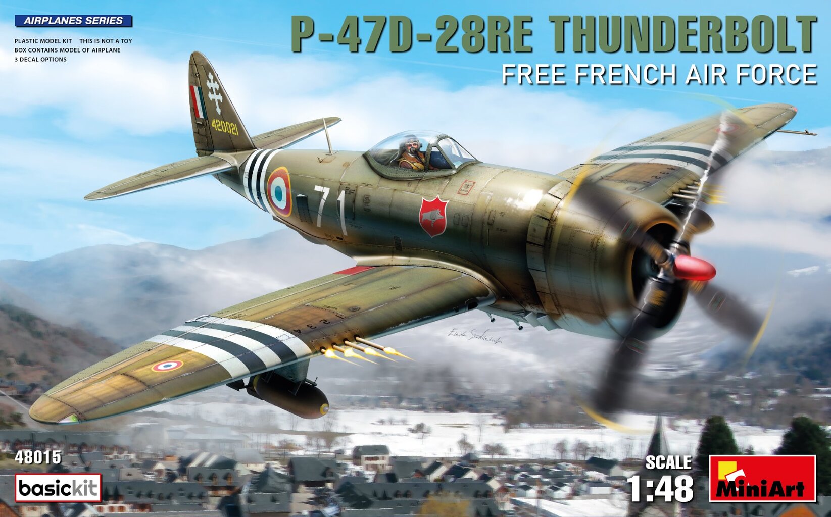 Klijuojamas modelis MiniArt 48015 P-47D-28RE Thunderbolt Free French Air Force Basic Kit 1/48 kaina ir informacija | Klijuojami modeliai | pigu.lt