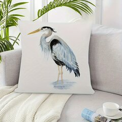 '1 vnt. pagalvės užvalkalas fishing original watercolor heron wildlife dekoratyvinis pagalvės užvalkalas namų dekoro kvadratas' kaina ir informacija | Patalynės komplektai | pigu.lt