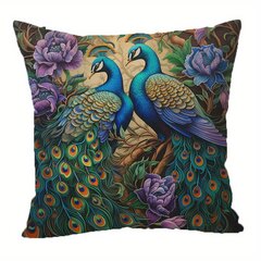 '1vnt  vintage peacock painting lininis pagalvės užvalkalas – vintažinio stiliaus' kaina ir informacija | Patalynės komplektai | pigu.lt