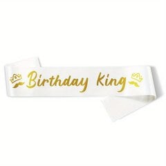 Gimtadienio juosta Birthday King, balta kaina ir informacija | Dekoracijos šventėms | pigu.lt