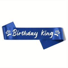 Gimtadienio juosta Birthday King, mėlyna kaina ir informacija | Dekoracijos šventėms | pigu.lt